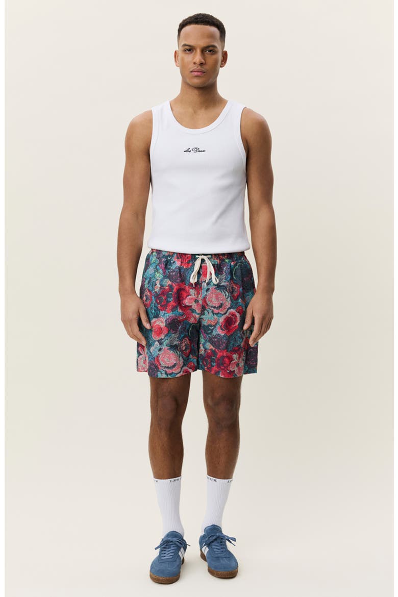 Bouquet Floral Jacquard Swim Trunks, Alternate, color, BLUE MULTI