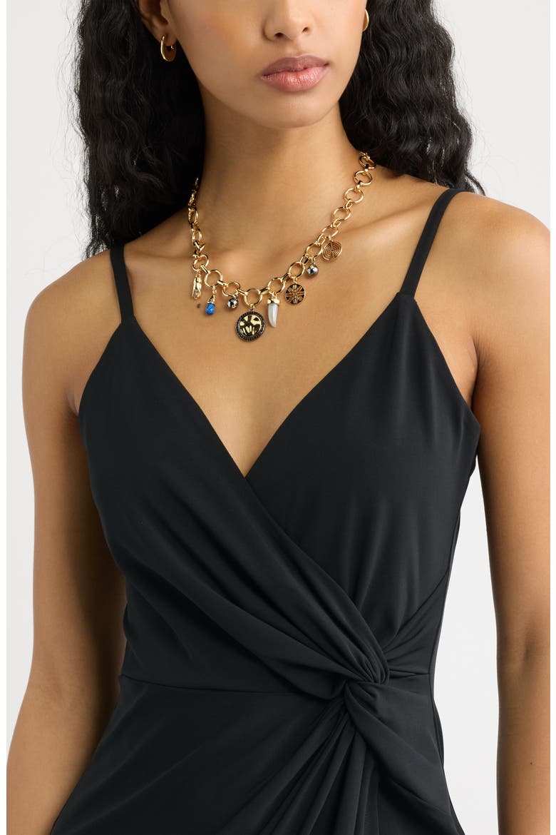 Eclectic Charm Collar Necklace, Alternate, color, BLUE- BLACK- GOLD
