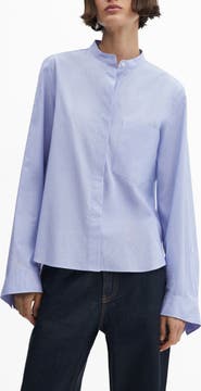 MANGO Band Collar Cotton Shirt