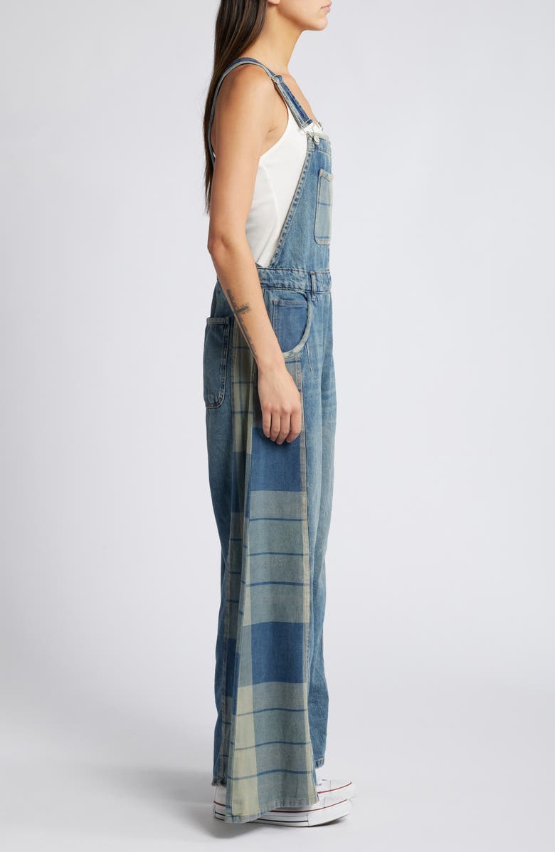 Free People Patchwork Denim Overalls, Alternate, color,