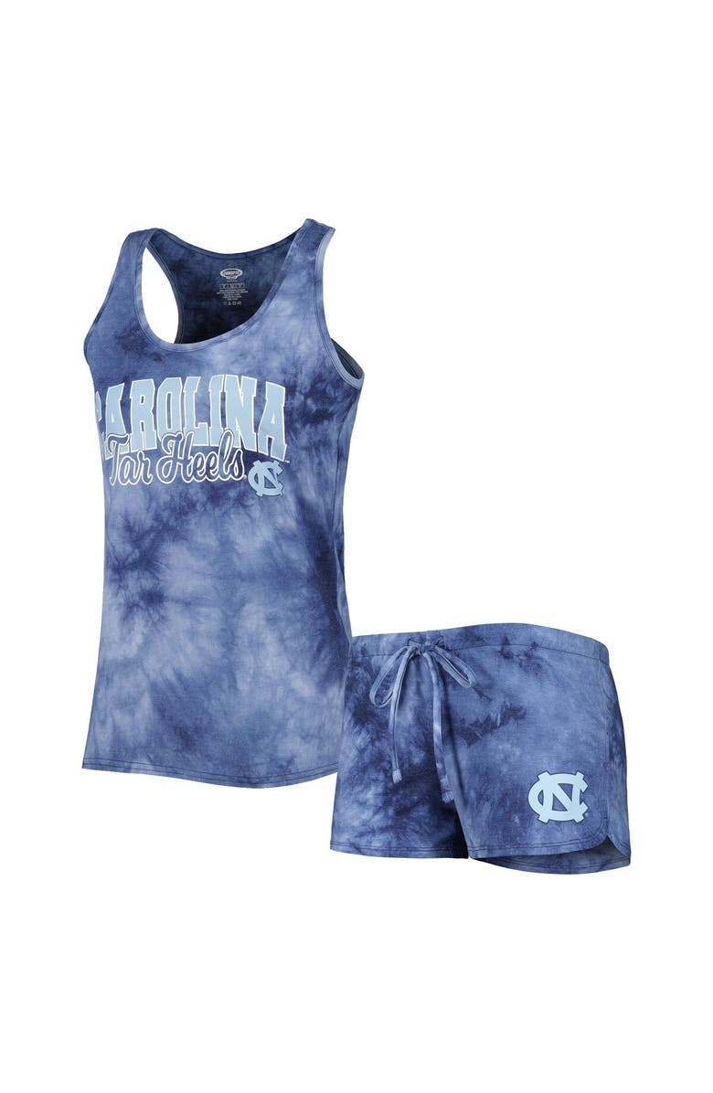 CONCEPTS SPORT Women's Concepts Sport Navy North Carolina Tar Heels Billboard Tie-Dye Tank and Shorts Sleep Set, Main, color, 
