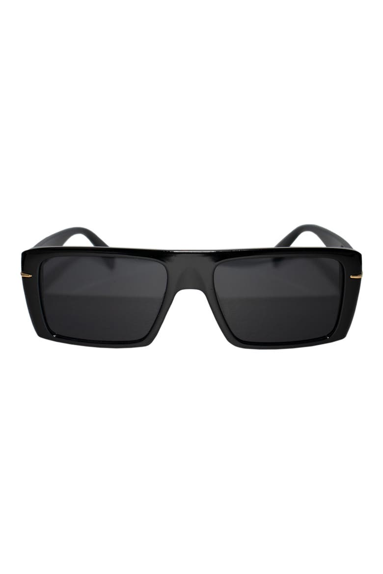 Atlas 54mm Polarized Rectangular Sunglasses, Main, color, BLACK/ BLACK