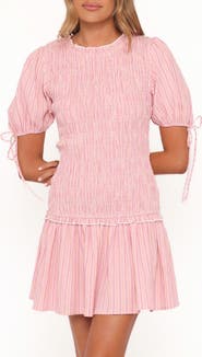 Petal & Pup Kaelyn Smocked Bodice Drop Waist Cotton Minidress