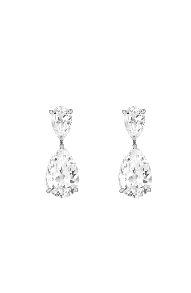 Aurate New York Lab Grown Sapphire Pear Drop Earrings, Main, color, White Vermeil