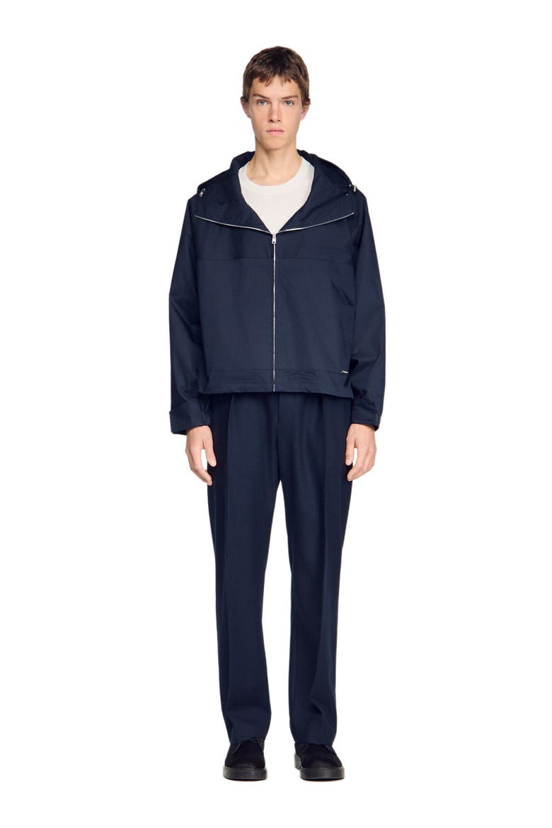 Hooded zip-up cotton jacket, Main, color, Midnight blue
