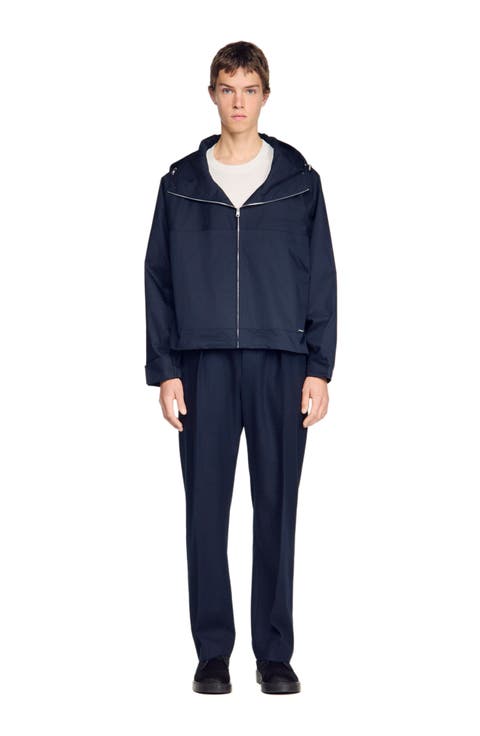 Hooded zip-up cotton jacket