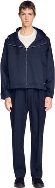SANDRO Hooded zip-up cotton jacket
