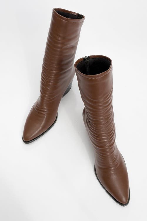 Prologue Shoes Laval Back-zip Block Heel Boot In Brown