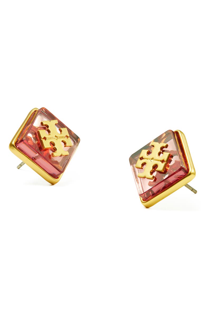 Tory Burch Resin Logo Stud Earrings, Alternate, color,