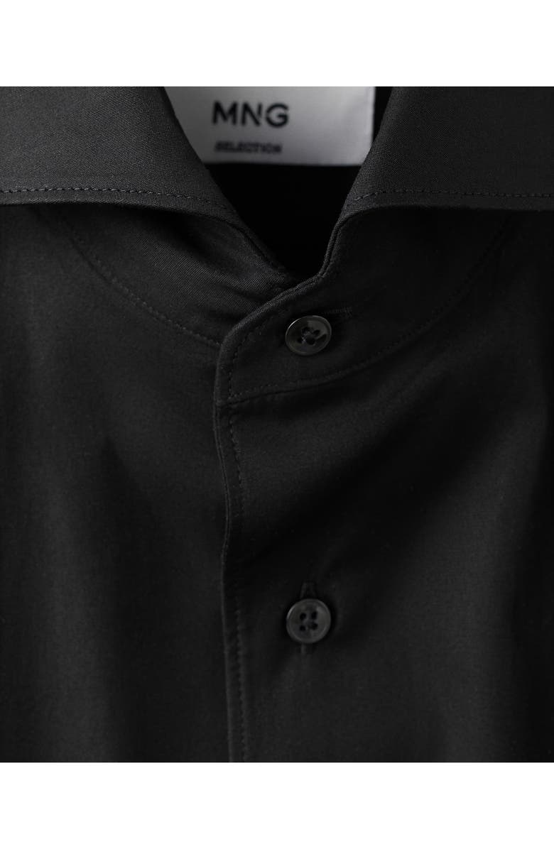 MANGO Regular Fit Cotton Button-Up Shirt, Alternate, color, Black