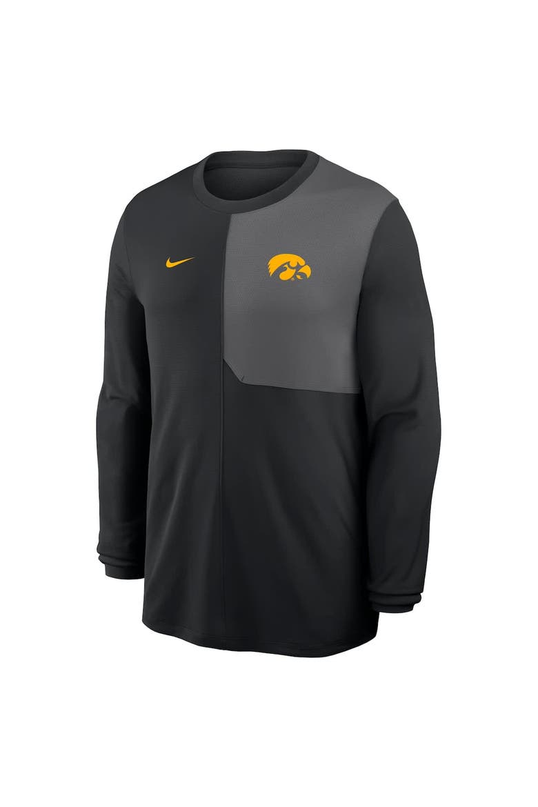 Men's Nike Black Iowa Hawkeyes 2025 Sideline Coach UV Performance Long Sleeve T-Shirt, Alternate, color, Black