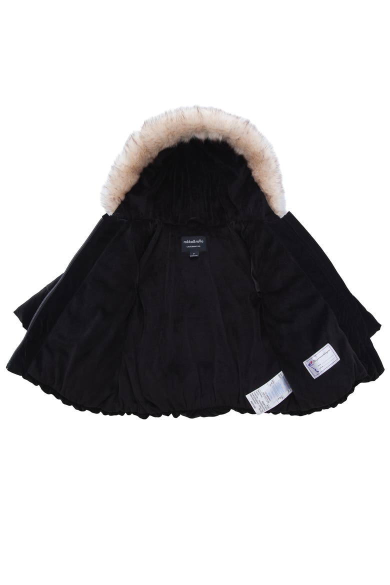 Kids' Luxe Bow Puffer Coat, Alternate, color, Pearl black