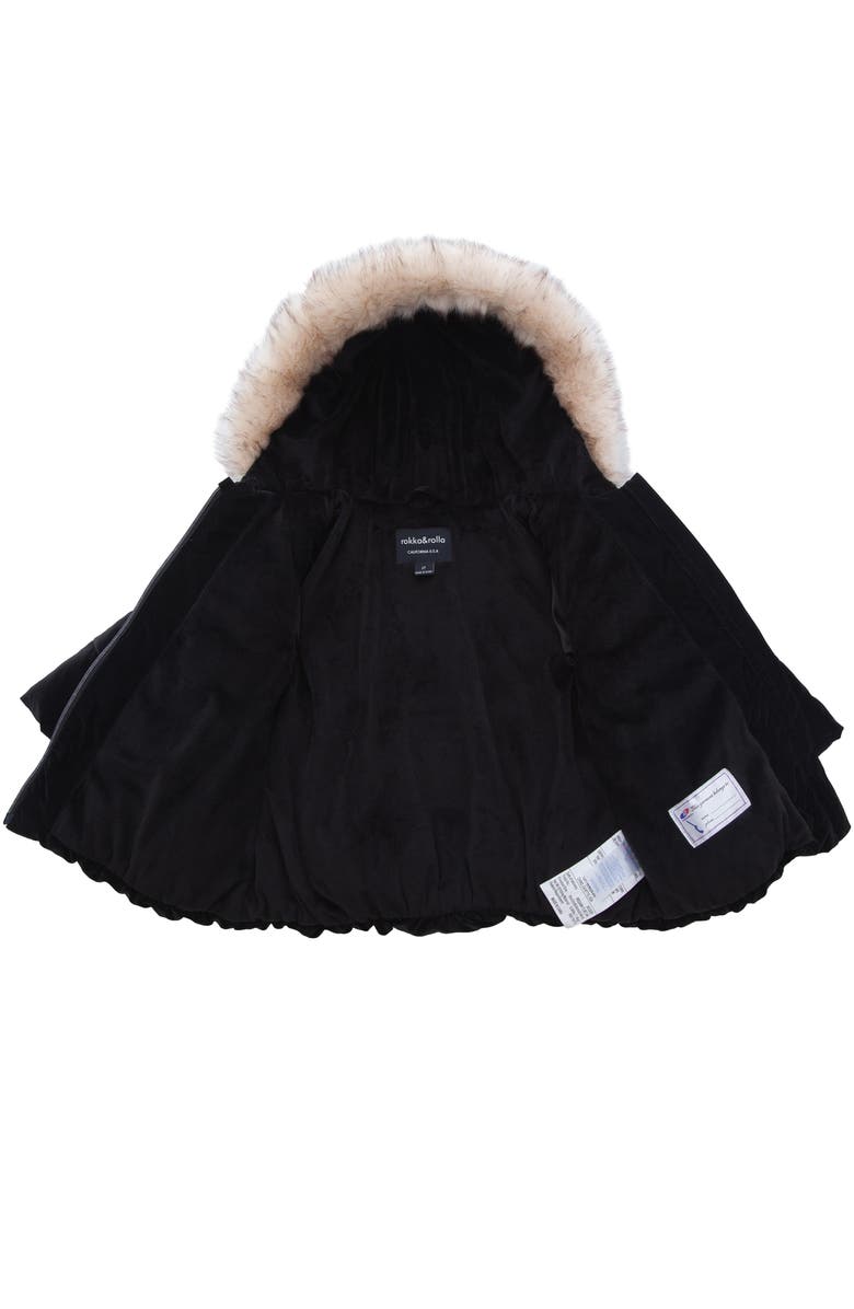Rokka&Rolla Kids' Luxe Bow Puffer Coat, Alternate, color, Pearl Black