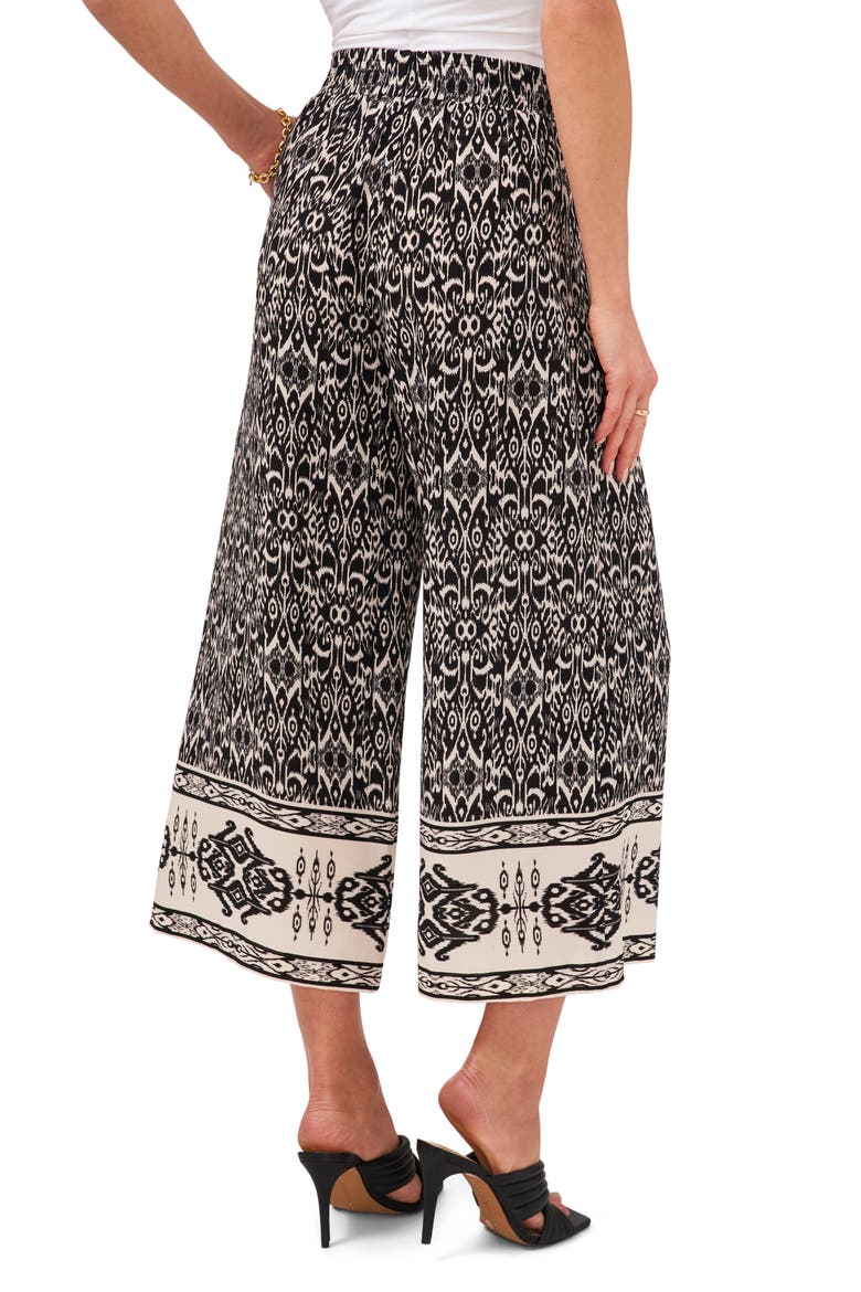 Ikat Wide Leg Pull-On Pants, Alternate, color, RICH BLACK