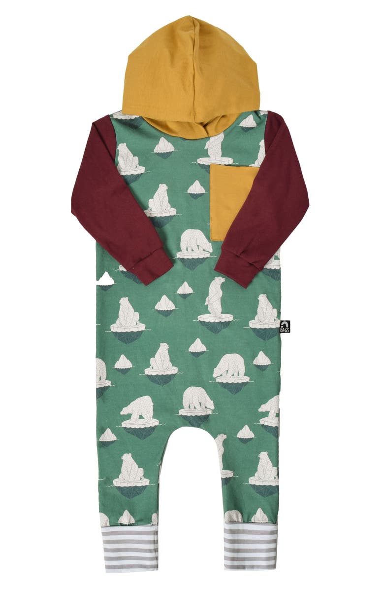 RAGS TO RACHES Polar Bear Hooded Romper, Main, color, 