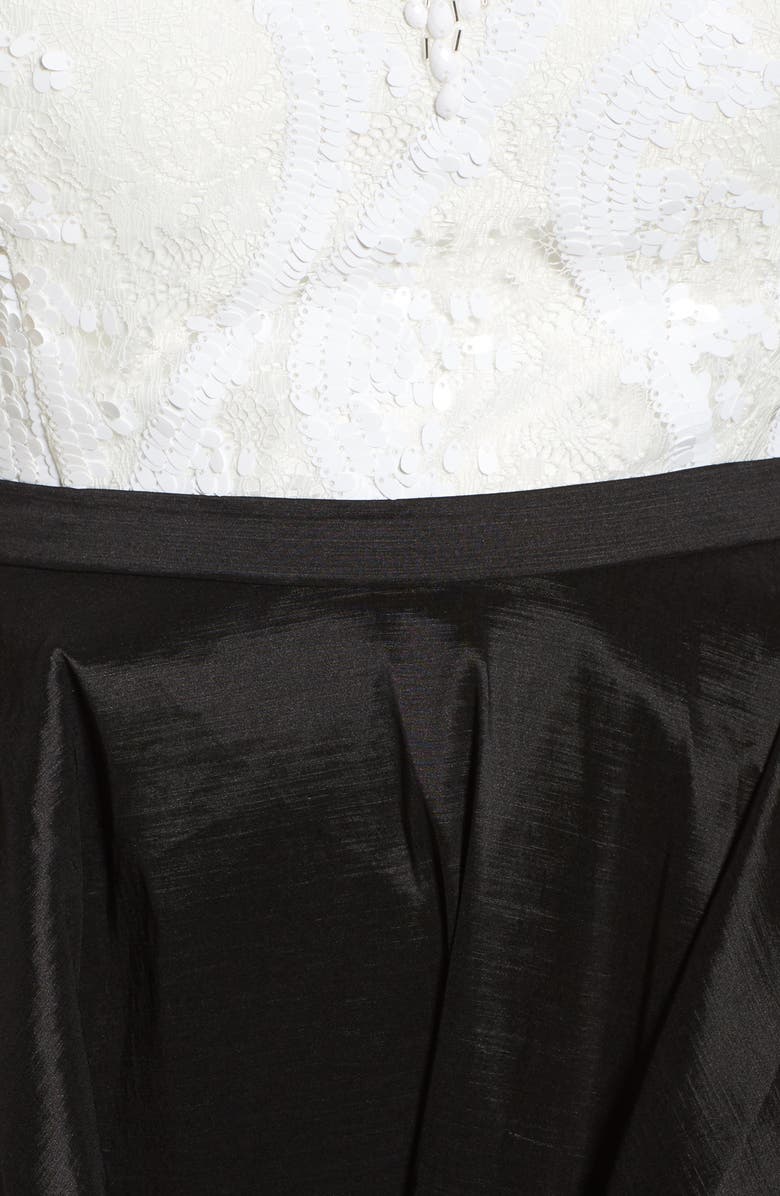 Mac Duggal Embellished Lace & Taffeta Strapless High-Low Gown, Alternate, color, 