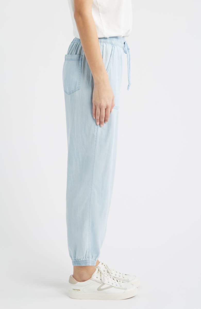 beachlunchlounge Andi Chambray Drawstring Joggers, Alternate, color, Bleach Wash