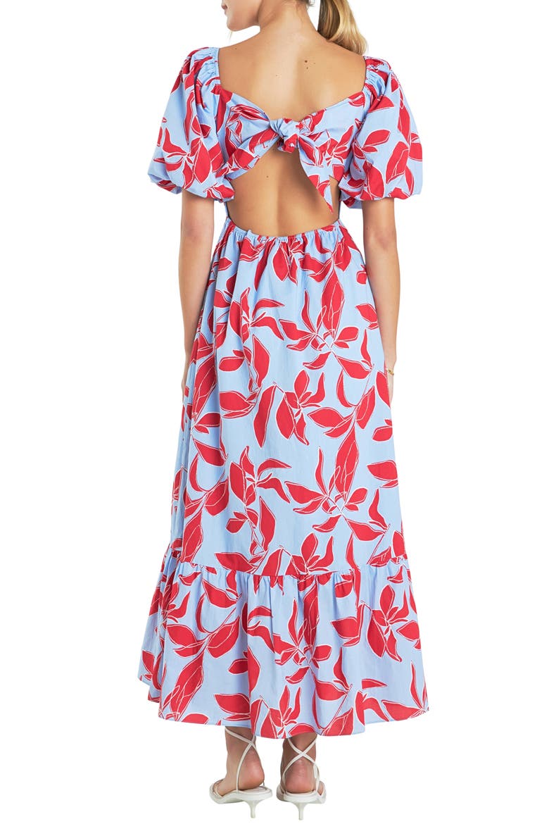 Tie Back Maxi Dress, Alternate, color, BLUE MULTI