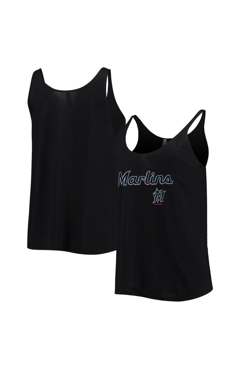 SOFT AS A GRAPE Women's Soft as a Grape Black Miami Marlins Slouchy Tank Top, Main, color, Black
