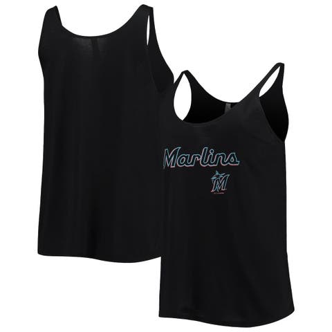 Women's Soft as a Grape Black Miami Marlins Slouchy Tank Top