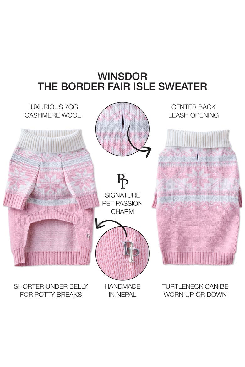Windsor Fair Isle Cashmere Pet Sweater, Alternate, color, PINK FAIR ISLEDNU