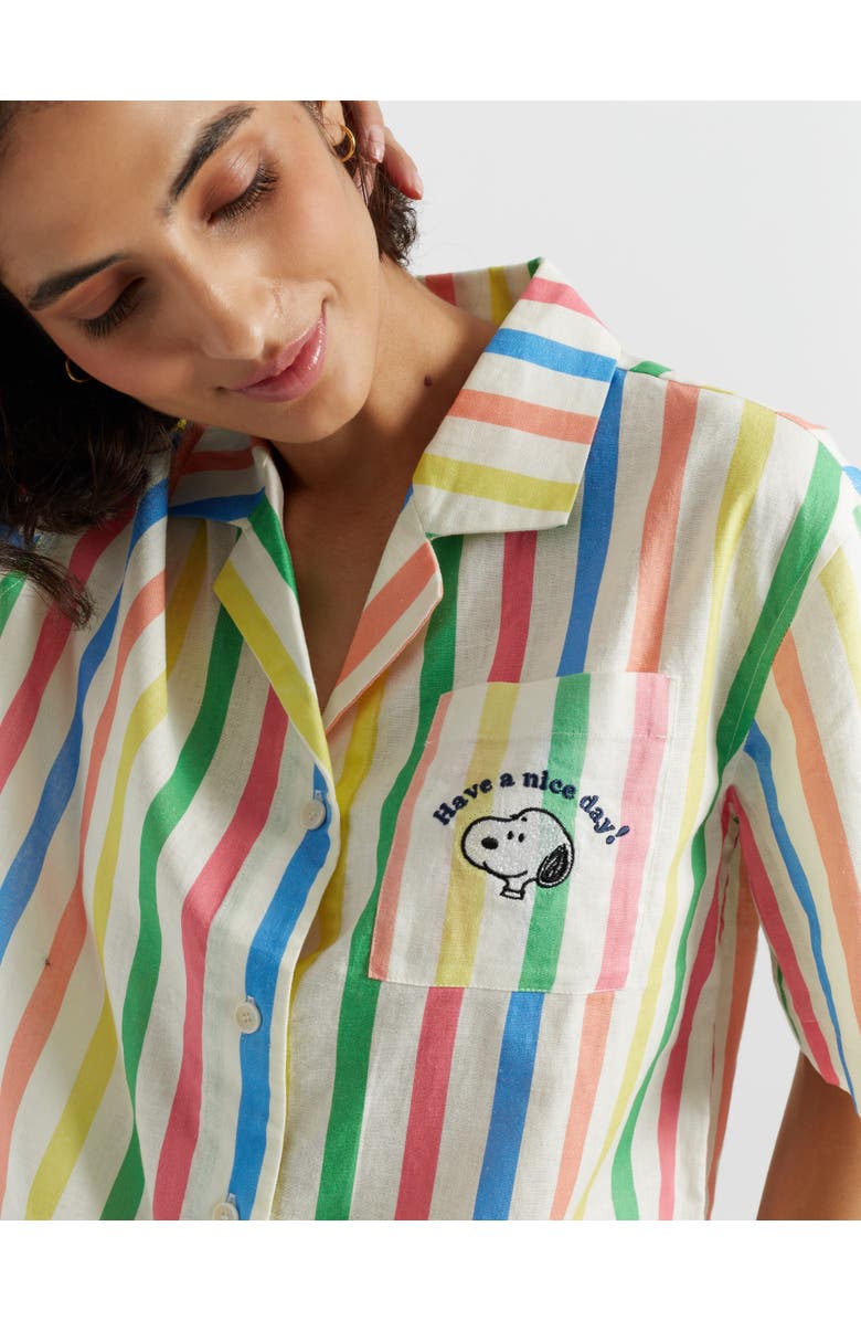 Chinti & Parker Linen-Cotton Snoopy Stripe Shirt, Alternate, color, 