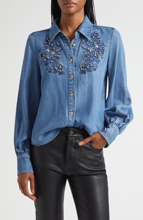 Cinq À Sept Cinq A Sept Rhinestone Embellished Shirt In Blue