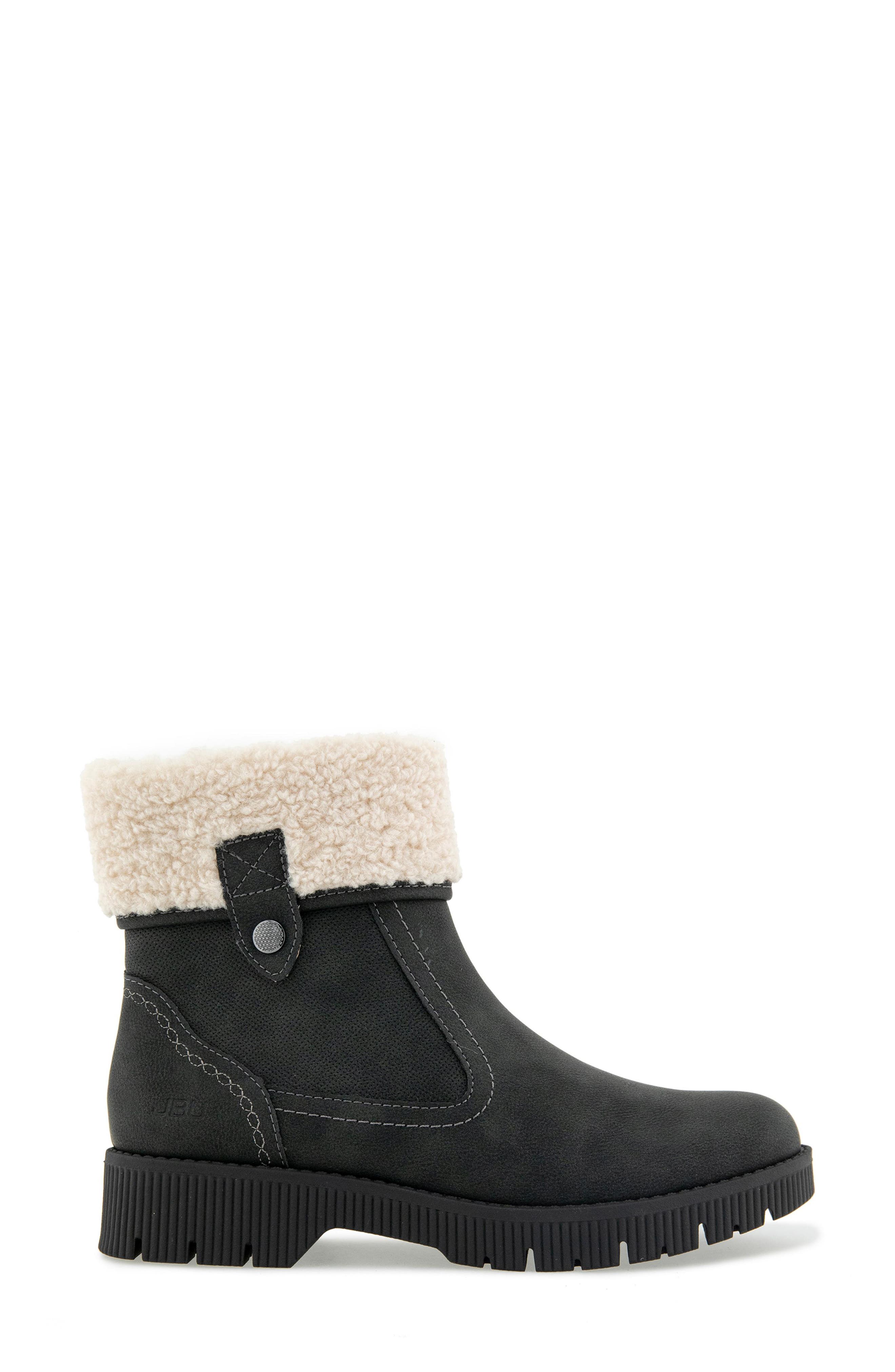 Alexia Water Resistant Bootie with Faux Shearling Trim, Alternate, color, BLACK