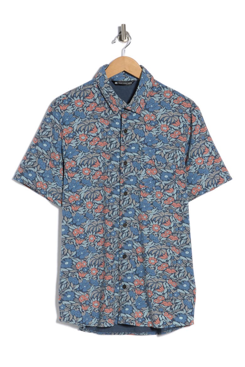 Day Cruise Short Sleeve Knit Button-Up Shirt, Alternate, color, MOOD INDIGO/ VINTAGE