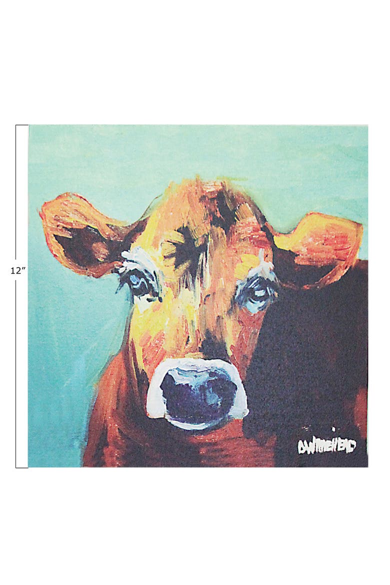 Canvas Wall Décor with Cow Image, Alternate, color, Blue