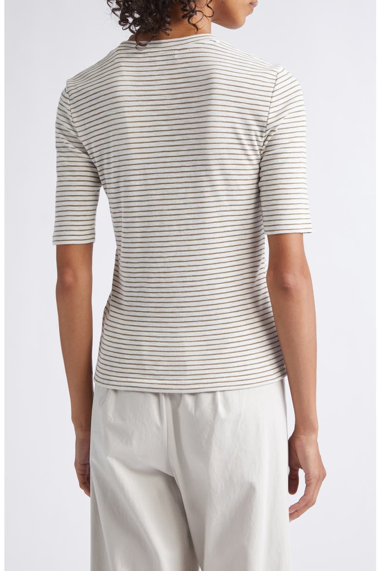 Stripe Elbow Sleeve Cotton Blend Knit Top, Alternate, color, TAPENADE COMBO