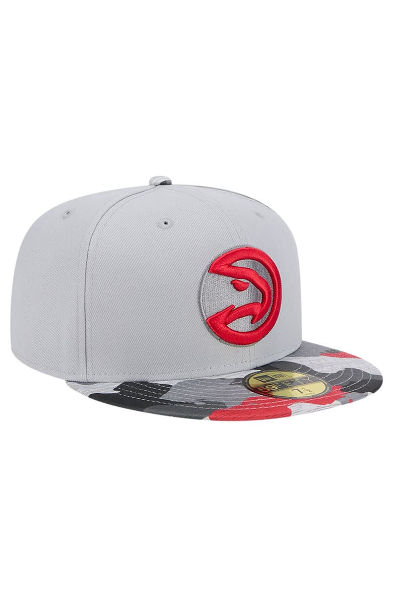 New Era Men's New Era Gray Atlanta Hawks Active Color Camo Visor 59FIFTY Fitted Hat, Alternate, color, Gray
