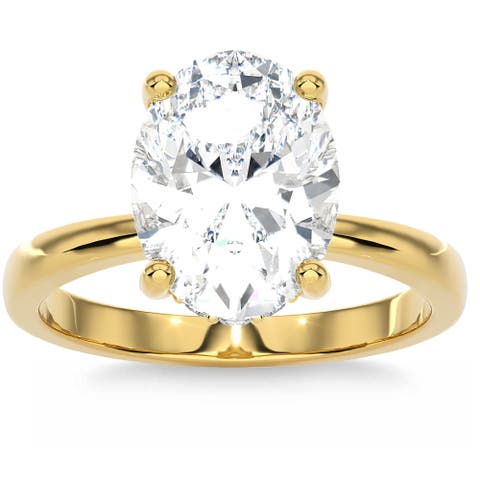 Certified 3.10Ct Oval Diamond Hidden Halo Engagement Ring in 14k Gold