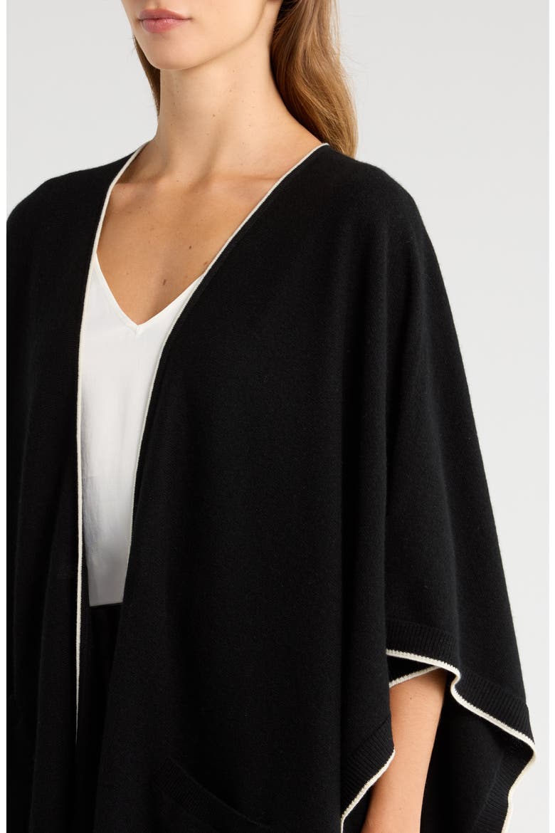 Tipped Cashmere Wrap, Alternate, color, BLACK