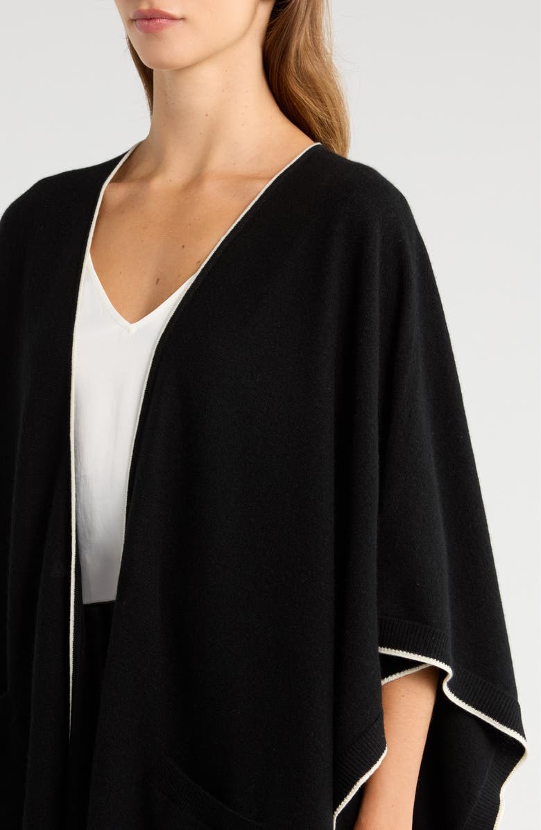Vince Tipped Cashmere Wrap, Alternate, color, Black