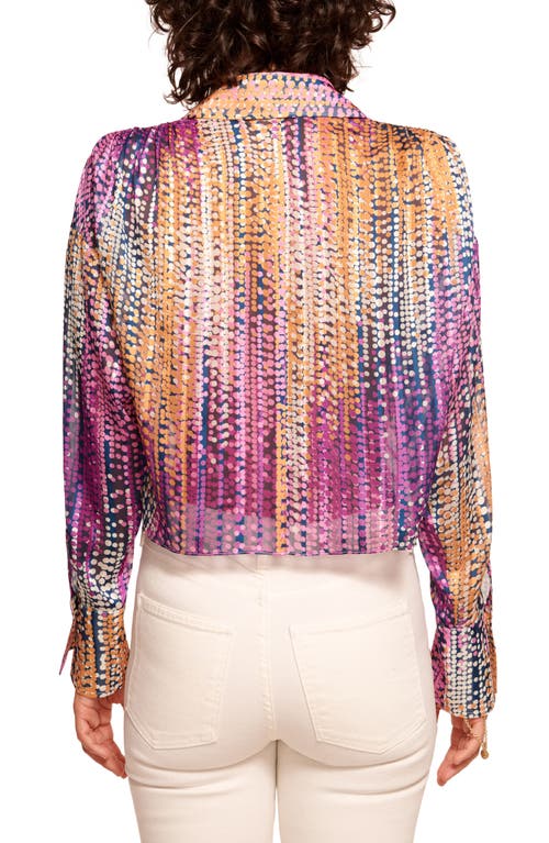 Ramy Brook Mandy Dot Print Crop Button-up Shirt In Deep Lilac Dot