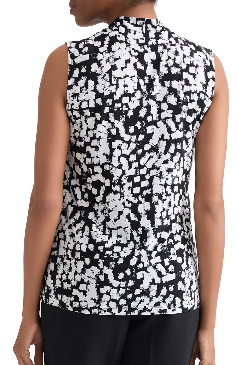 KASPER Block Print Sleeveless Top, Alternate, color, Black/ Vanilla Ice