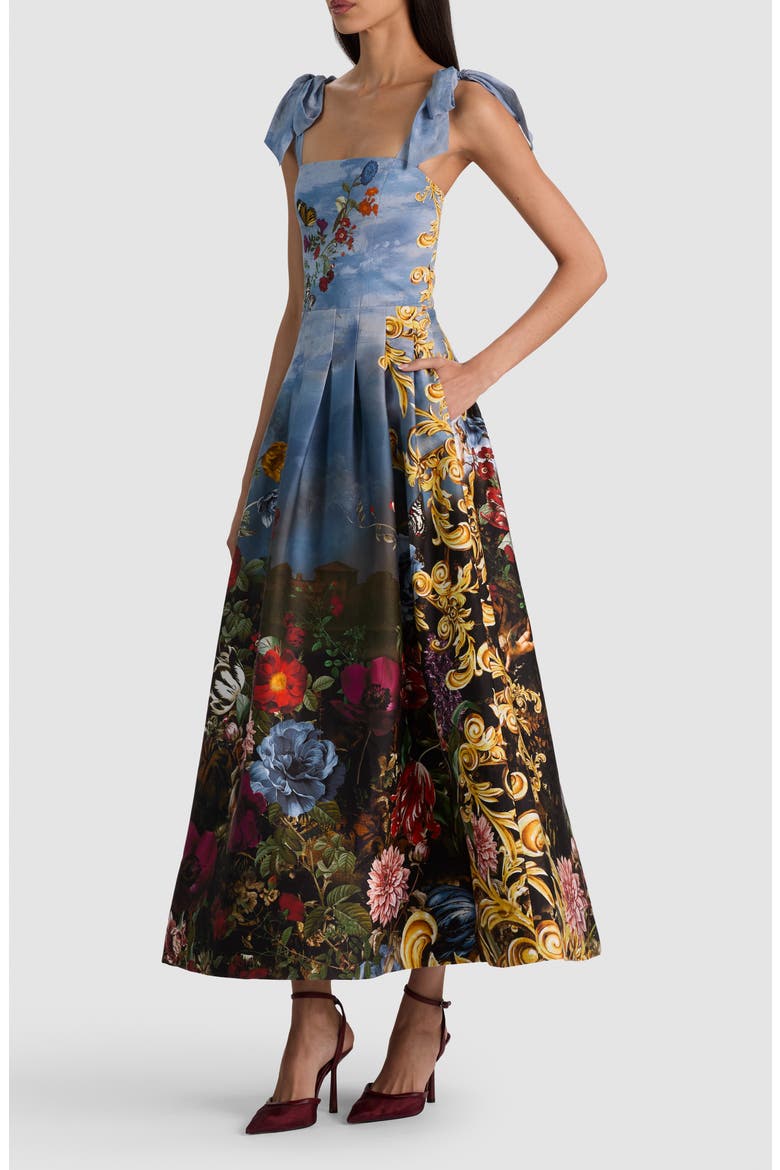 Hana Square Neck Tie Strap Dress, Alternate, color, ALPINE DAWN