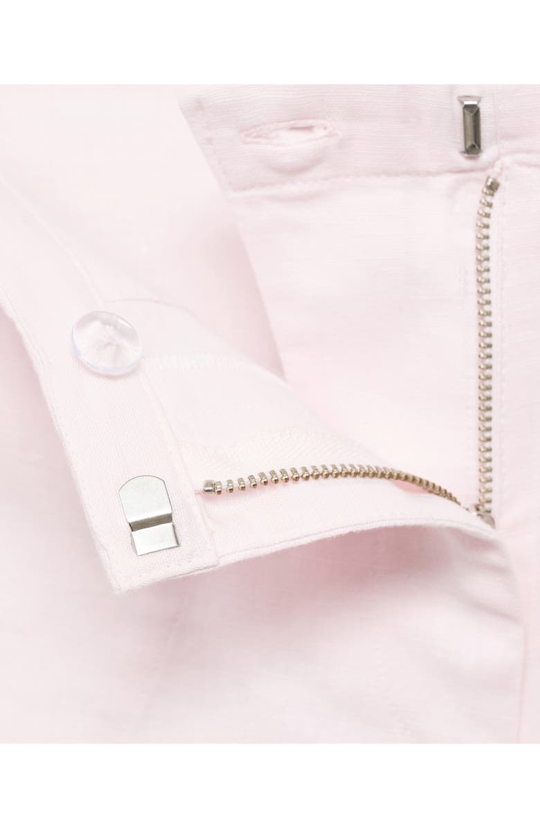 MANGO Side Tie Straight Leg Cotton & Linen Pants, Alternate, color, Pastel Pink