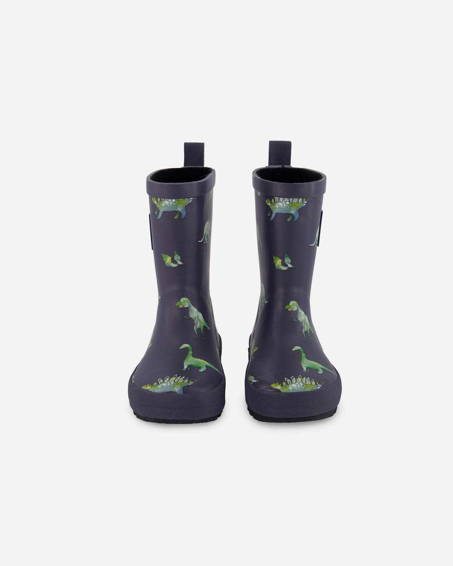 Deux par Deux Baby Boy's Rain Boots Grey Printed Dinosaurs, Main, color, 