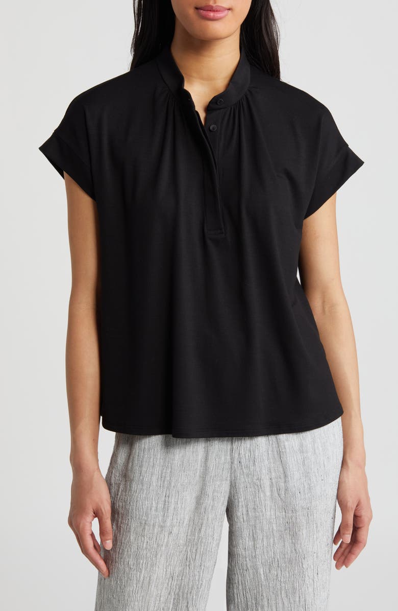 Eileen Fisher Cap Sleeve Top, Main, color, Black