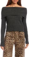 FIFTEEN TWENTY Monique Off the Shoulder Foldover Rib Sweater