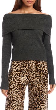 FIFTEEN TWENTY Monique Off the Shoulder Foldover Rib Sweater