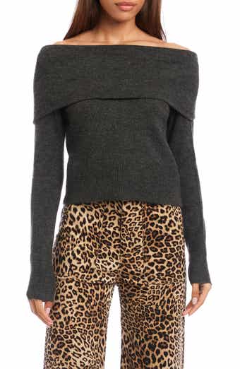 Monique Off the Shoulder Foldover Rib Sweater
