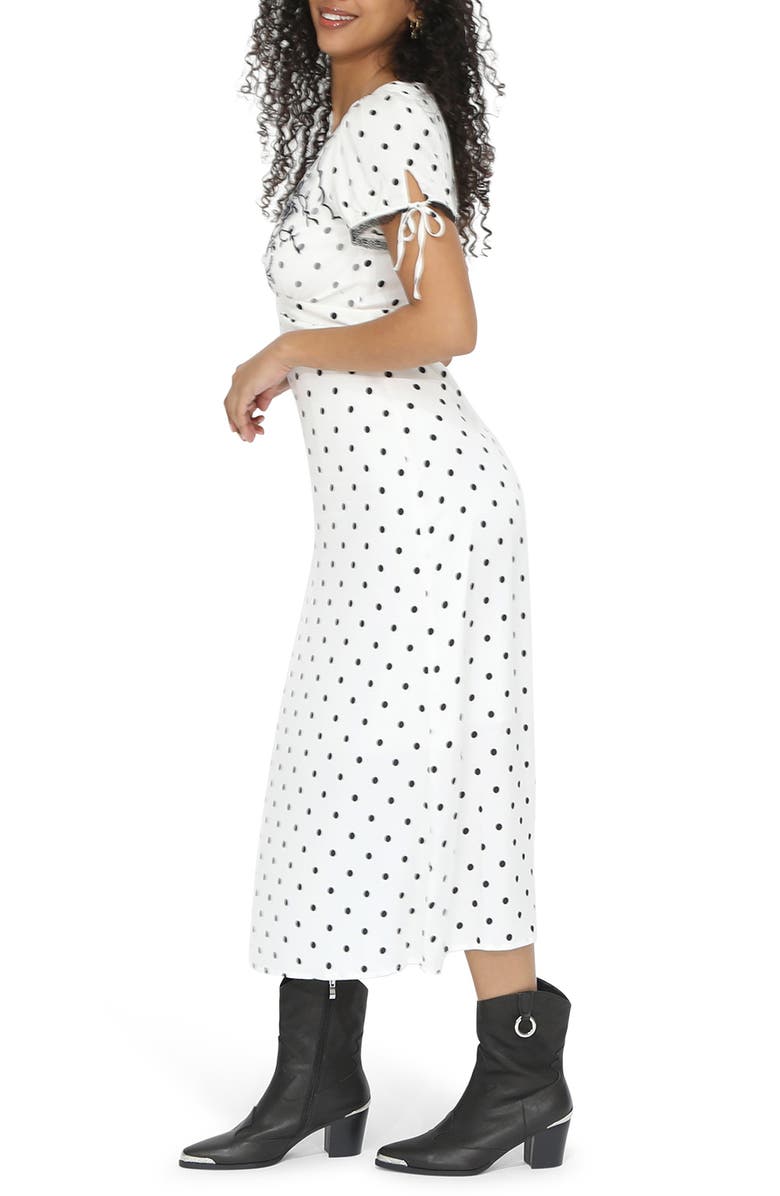 Belle & Bloom You and I Polka Dot Midi Dress, Alternate, color, Black/ White