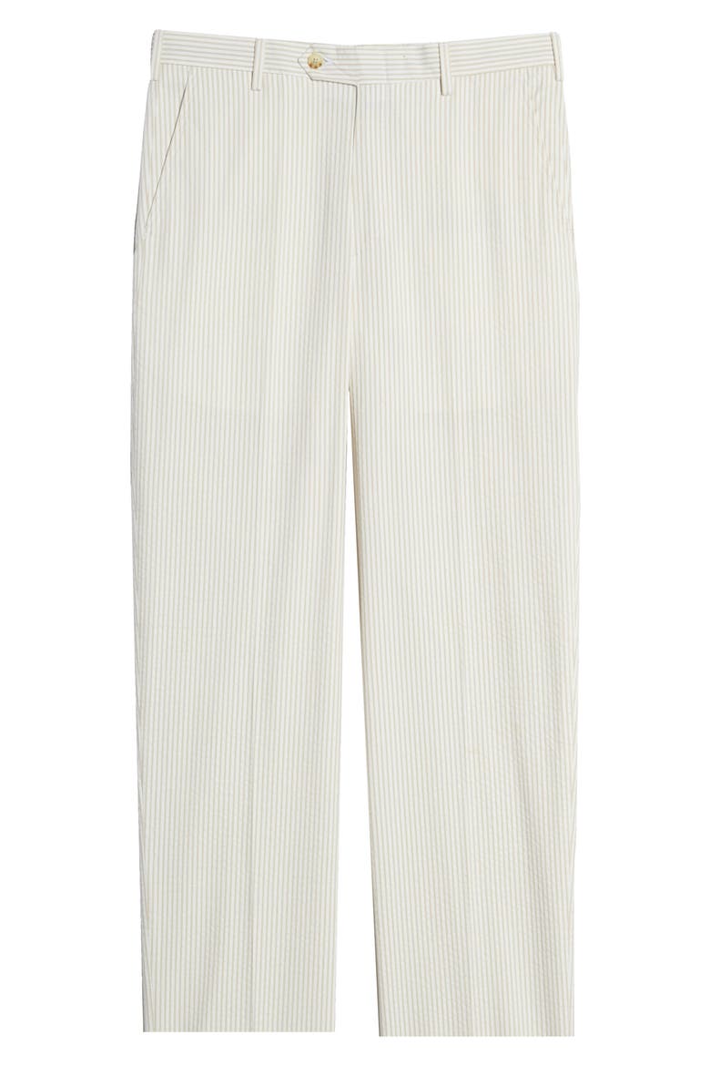 Flat Front Stripe Cotton Seersucker Pants, Alternate, color, TAN