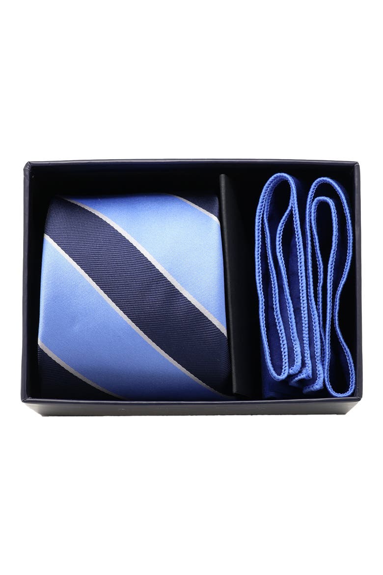 Stripe Tie & Pocket Square Box Set, Alternate, color, NAVY BLUE
