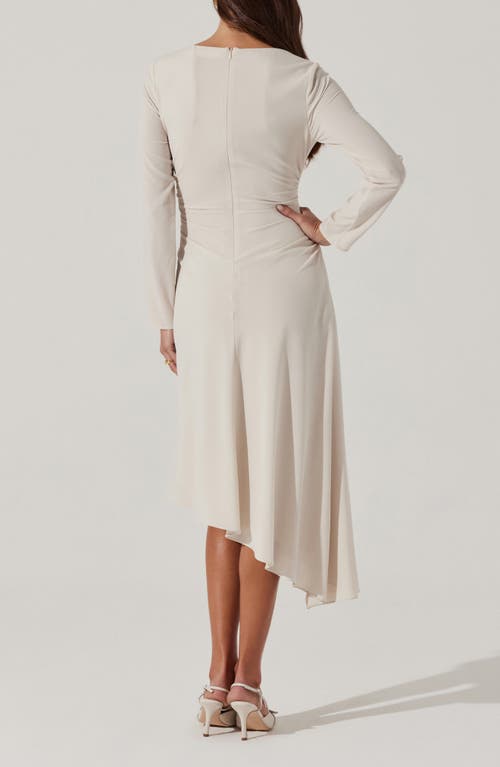 Astr The Label Long Sleeve Asymmetric Hem Midi Dress In Ecru