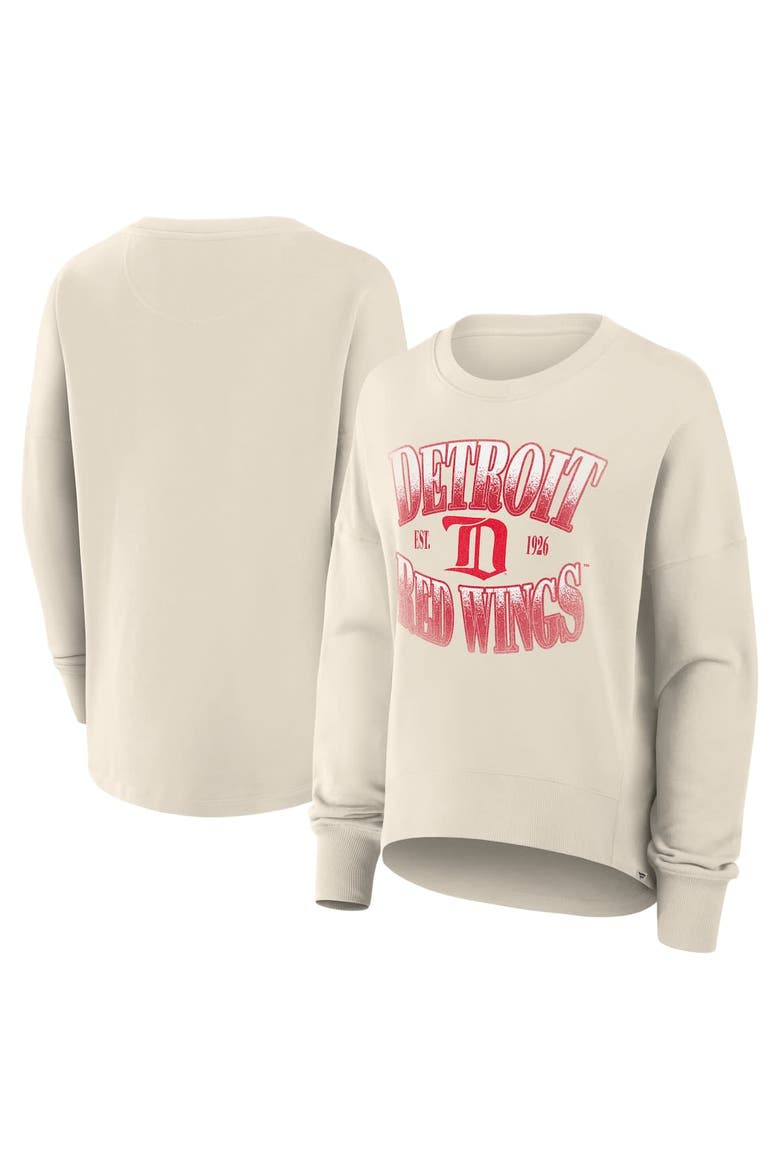 Women's Fanatics Cream Detroit Red Wings Oversized Vintage Slice Pullover Sweatshirt, Alternate, color, Cream