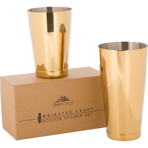 A Bar Above Gold Boston Cocktail Shaker Set, Weighted In Gold
